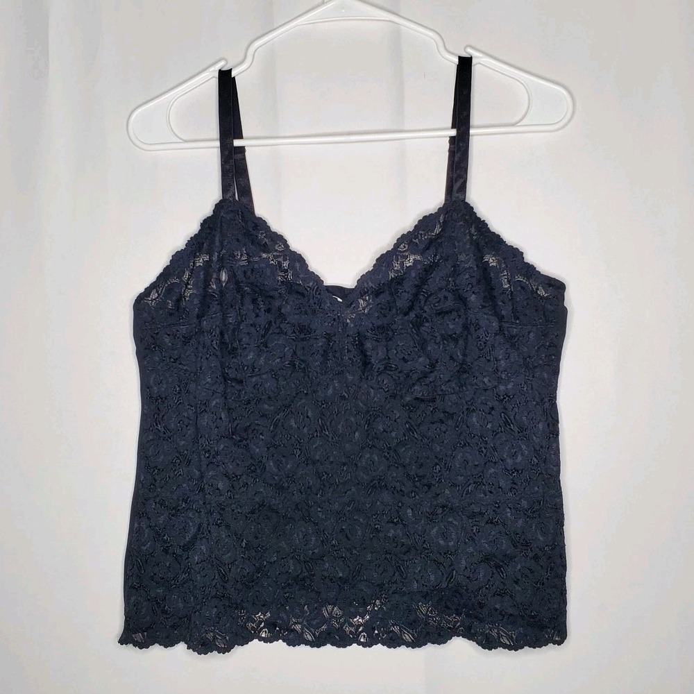 Vtg Y2K Avenue Sheer Lace Empire Camisole Tank Top Women 18/20 Black Romantic...